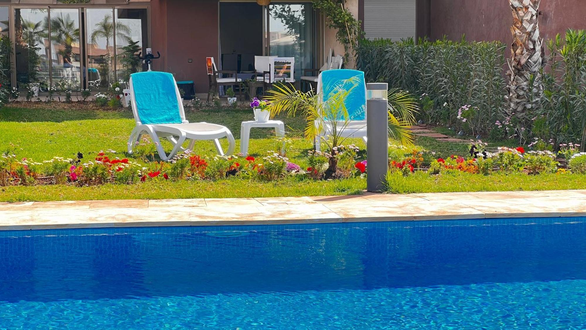 Appartement De Luxe Avec Jardin Vue Sur La Piscine Golf Securise 24H Sur 24 A 5 Minutes De L Aeroport Marraquexe Exterior foto